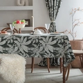 Retro emerald green tropical leaf jacquard tablecloth with elegant woven texture - Island Dark Green Without Lace Edge / 60x60cm