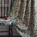 Christmas holly jacquard curtain with red berries and green tassels for festive home decor - 150x220cm / Jacquard Green Holly Cat Rod Pocket