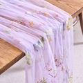 Chemin de table en dentelle violette avec broderies florales et style rétro français - 75x180cm / Violet Clair Fleurs Papillon Broderie Dentelle