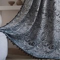 French style black and white Paisley jacquard curtain featuring elegant fringe tassels - 150x160cm / Black Paisley (Rod Pocket)