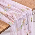 Pink lace table runner with colorful floral embroidery in a French vintage style - 100x150 / Light Pink Floral Butterfly Embroidery Lace