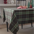 Nappe épaisse en laine à carreaux vert forêt et brun pour décor de table de Noël - 90cm Rond / Green-Brown Plaid
