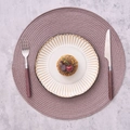 Round woven polypropylene place mat in dusty rose color for dining table decoration - Pp Coffee Flat Woven Round Placemat 38 / 2-Piece Set