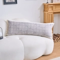 Nordic lumbar pillow with gray geometric patterns and handmade tassels on white sofa - Gray Arch (4568)