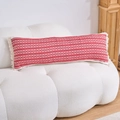 Detail of red and white geometric jacquard lumbar pillow with white side tassels - Red Braid (4568)