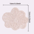 Handmade beige cotton crochet coaster in a floral design, 13cm diameter cup holder - Flower Shape / Off White