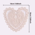 Handmade heart-shaped crochet cotton coaster in beige with scalloped edge, 18cm size - Heart Shape / Off White