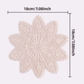 Handmade 18cm round crochet cotton coaster in beige with elegant hollow flower pattern - Round Hollow Style / Off White