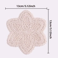 Handmade crochet cotton floral coaster in cream white finish, size 13cm or 5.12 inches - Six-petal Flower / Off White