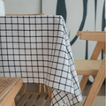 Μίνιμαλ ασπρόμαυρο καρό τραπεζομάντιλο από βαμβάκι και λινό με κομψή υφή πτυχώσεων - 60cmx60cm / Βαμβακερό Λευκό Μεγάλο Καρό