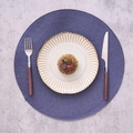 Minimalist purple woven round placemat with stainless steel cutlery set on marble surface - Pp Blue Flat Woven Round Placemat 38 / 2-Piece Set