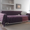 Copridivano moderno a quadretti rosso scuro e bianco con frange decorative bianche - 140x180cm / Quadri Rosso Giuggiola con Frange Bianche