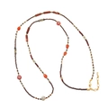 Collana lunga con perline in stile etnico, agata rossa e ciondoli vintage da donna - Stile Agata Rossa (XL-1142DY01)