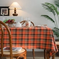 Mantel de cuadros naranja y marrón clásico de estilo retro americano para mesas de comedor - 60-60 / Cuadros Naranja Brillante Sin Flecos