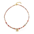 Collier artisanal en perles avec pendentif éléphant doré et pierres naturelles cornaline - Collier Éléphant Agate Rouge