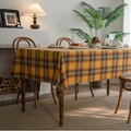 Mantel rectangular de cuadros amarillos con patrón tejido vintage para mesas de comedor - 60-60 / Cuadros Amarillo Anaranjado Sin Flecos