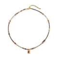 Collier artisanal vintage avec pendentif en pierre rouge et chaîne à perles rétro chic - Collier de Perles Tchèques