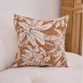 Funda de cojín cuadrada de chenilla jacquard con diseño de hojas tropicales en marrón - 60x60cm / Caqui de la Isla
