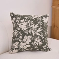 Dark green chenille jacquard throw pillow with cream floral pattern for home sofa decor - Manyuan Dark Green