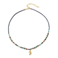 Colorful gemstone beaded necklace with a golden conch shell pendant and lobster clasp - Conch Apatite Necklace