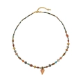 Bohemian multilayered natural stone beaded necklace with a maple leaf pendant charm - Leaf African Pine Necklace