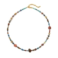 Ethnic style necklace with colorful natural gemstones and adjustable gold metal chain - Black Spinel Necklace