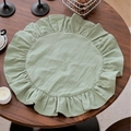 Set de table rond vert clair en tissu avec bords volantés pour décoration de table - Rond 38 / Vert Menthe
