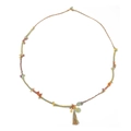 Collana etnica intrecciata a mano con perline in pietra naturale e nappa dorata Fu - Stile Avventurina Verde (XL-1143DY01)