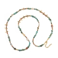 Bohemian layering necklace with baroque pearls, turquoise stones and gold star charms - Long Sweater Chain