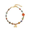 Ethnic style natural stone beaded bracelet with lucky elephant charm and gold extension - Elephant Amazonite Bracelet