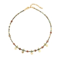 Boho-Halskette mit Türkisperlen und goldenen Kleeblatt-Anhängern für Damen-Schmuck - Natürliche Afrikanische Kiefernhalskette