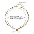 Elegant beaded necklace with African turquoise beads and orange teardrop pendant - Natural African Turquoise Color