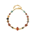 Bohemian beaded bracelet with natural semi-precious stones and gold-tone lobster clasp - Pumpkin Bead Bracelet