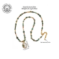 Baroque pearl necklace with turquoise stones and gold pendant in bohemian style - Baroque Pearl Necklace (XL-1226DY01) / 63.5+5cm