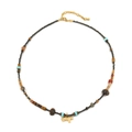 Ethnic style beaded necklace with turquoise and golden pony pendant for women - Horse Picture Stone Necklace