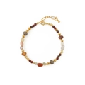 Ethnic lucky elephant beaded bracelet with multi-color natural stones and gold extension chain - Jasper Simple Chain Style