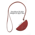 Reddish-brown PU leather crescent pouch necklace with silver clasp and snap closure - Red Brown
