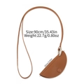 Minimalist brown PU leather vase-shaped neck pouch with silver metal ring and long lanyard - Brown