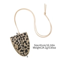 Custodia per occhiali leopardata in pelle con cordino beige e design a coulisse - Stile Cordino da Collo / Leopardo Chiaro