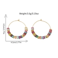 Bohemian gold hoop earrings with multi-color beads and 4.5cm diameter design - Rainbow Beaded Hoop Style (ER-427D01)