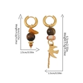 French style asymmetrical earrings with tiger eye beads and gold swallow pendant charm - Vintage Tiger Eye Bird Style (ER-428D01)