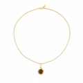 Elegante Goldkette mit rundem Tigerauge-Anhänger im modernen, minimalistischen Stil design - Tigerauge Anhänger