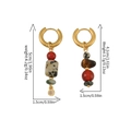 Asymmetric French-style hoop earrings featuring agate beads and tiger eye stones - Asymmetric Agate Spotted Stone Style (ER-430D01)