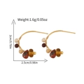 French style gold hoop earrings with red agate beads and tiger eye stones - Teardrop Natural Stone Beaded Style (ER-433D01)