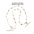Lunga collana stile boho in occhio di tigre con ciondolo a cuore dorato - Stile Turchese Africano / 85cm / Colorato