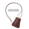 Burgundy leather clochette necklace with white stitching and dimensions display - Key Fob - Burgundy