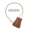 Caramel brown leather key bell pendant with white contrast stitching and silver hardware - Key Fob - Brown