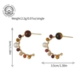 Golden hoop earrings featuring natural freshwater pearls and tiger eye stone beads - Multicolor Wire-Wrapped with Freshwater Pearl