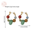 Handmade hoop earrings with colorful beads and tiger eye stones in bohemian style - Green Aventurine Multicolor Beading