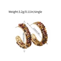 Bohemian C-shaped hoop earrings with colorful beaded stones and golden wire frame - Maillard Multicolor Gravel